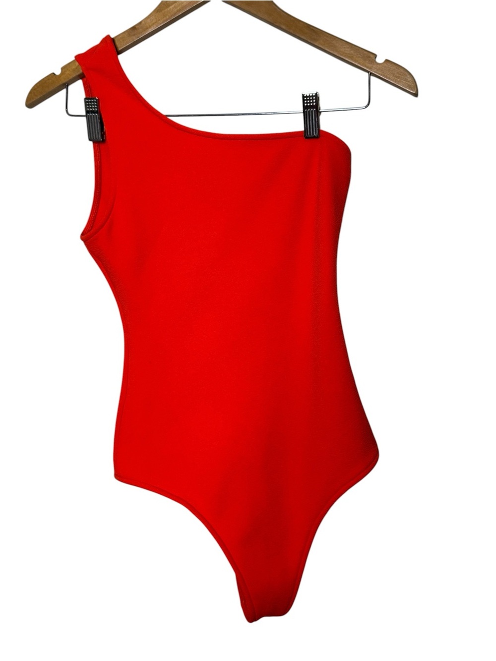 Show Me Your Mumu Uno Bodysuit Red Orange Asymmetric One Shoulder Size Medium